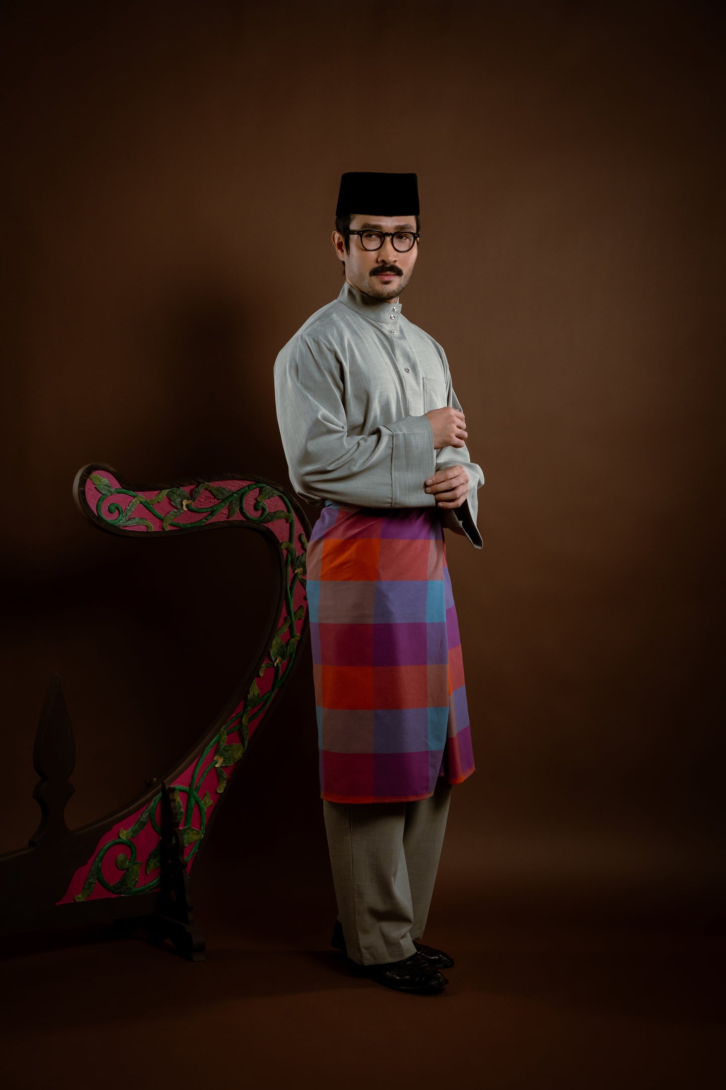 Samping / Selempang Rindu Dendam Kotak Merah Oren