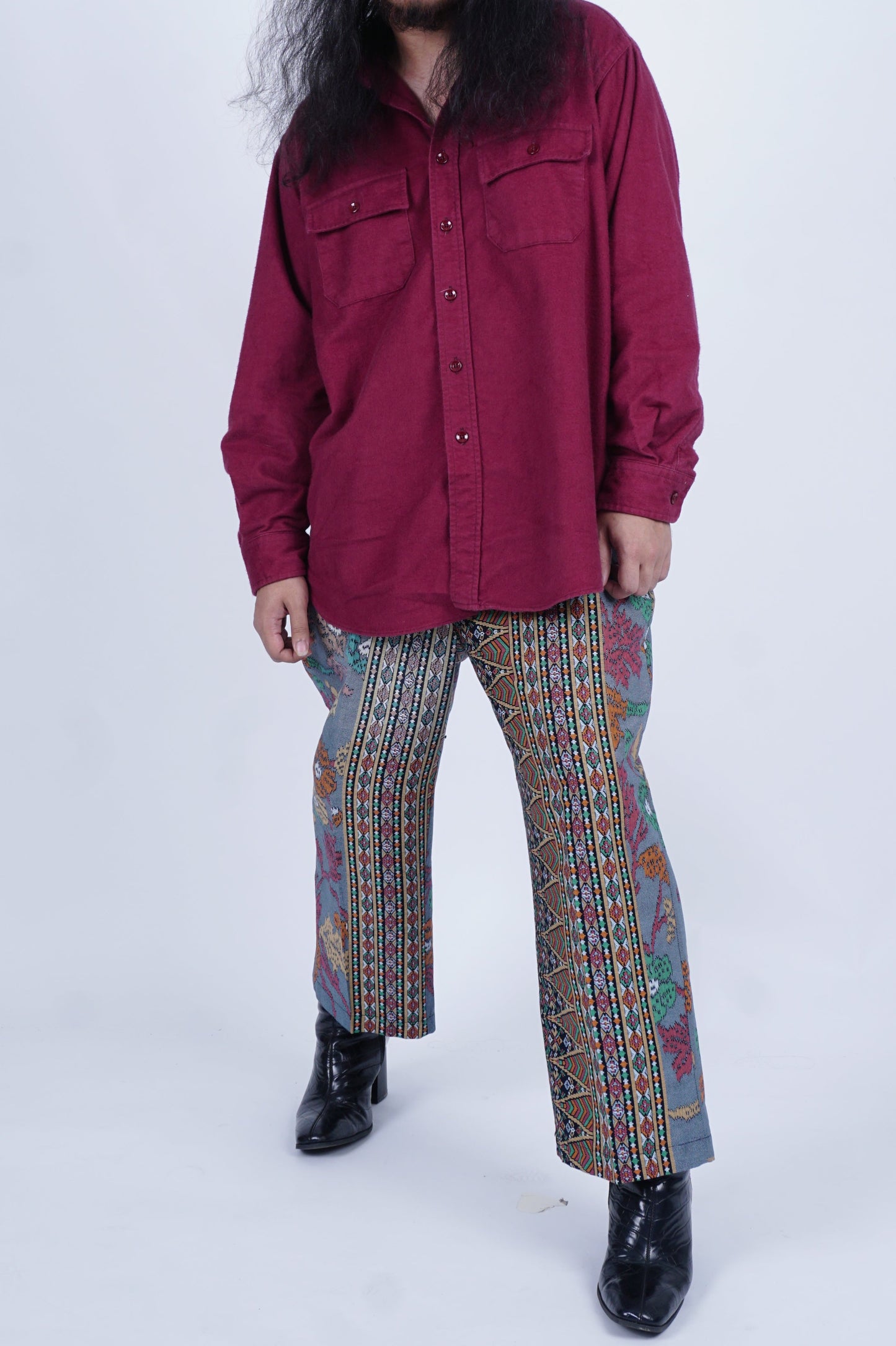 D'SLUAR Batik Corak Tenun Kelabu/Merah
