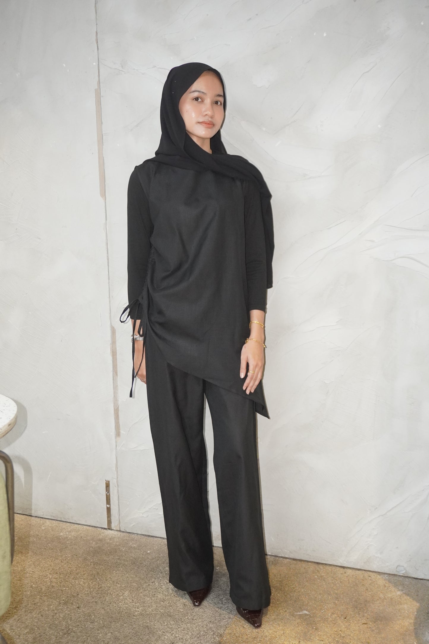 Santun Linen Hitam Set
