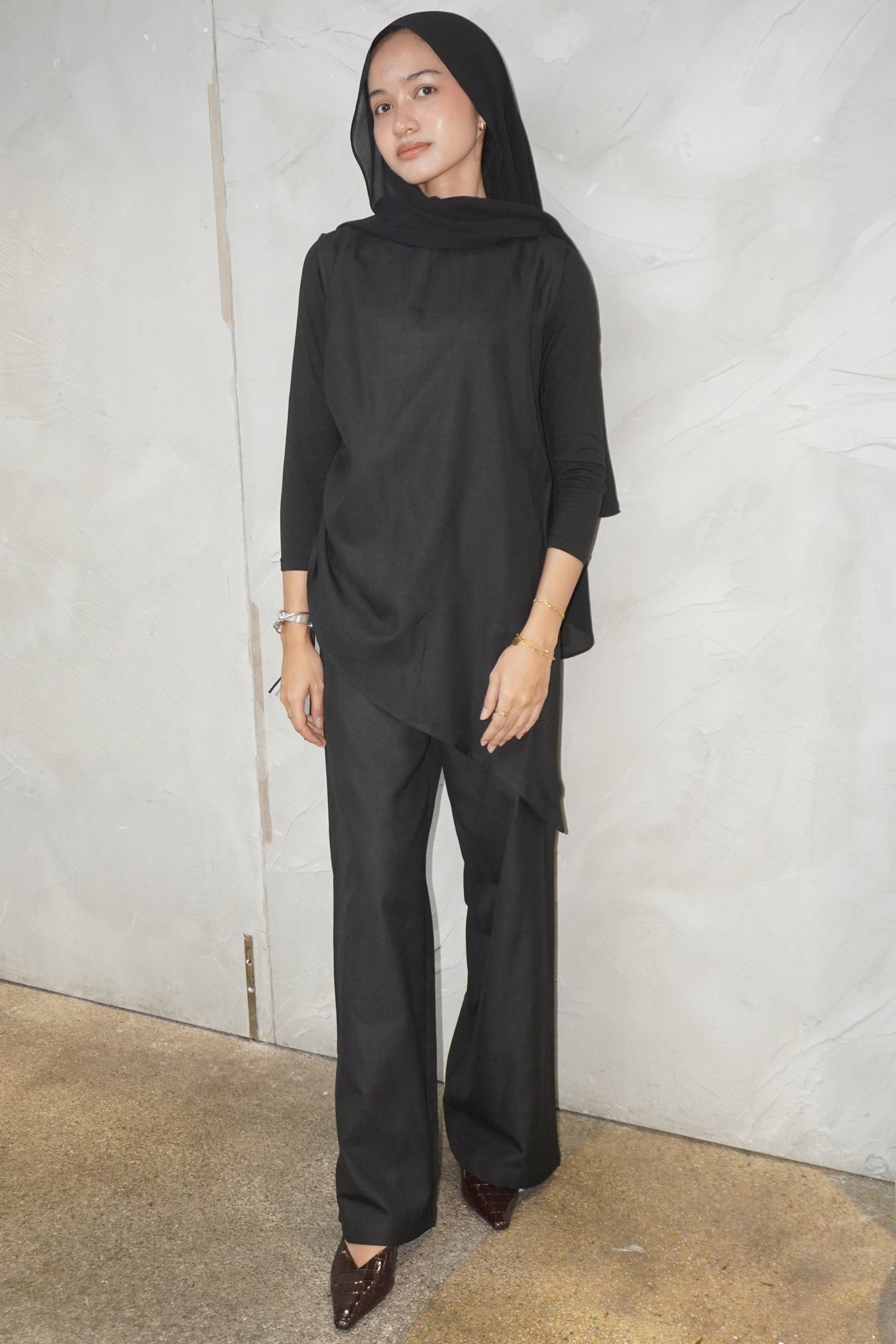 Santun Linen Hitam Set