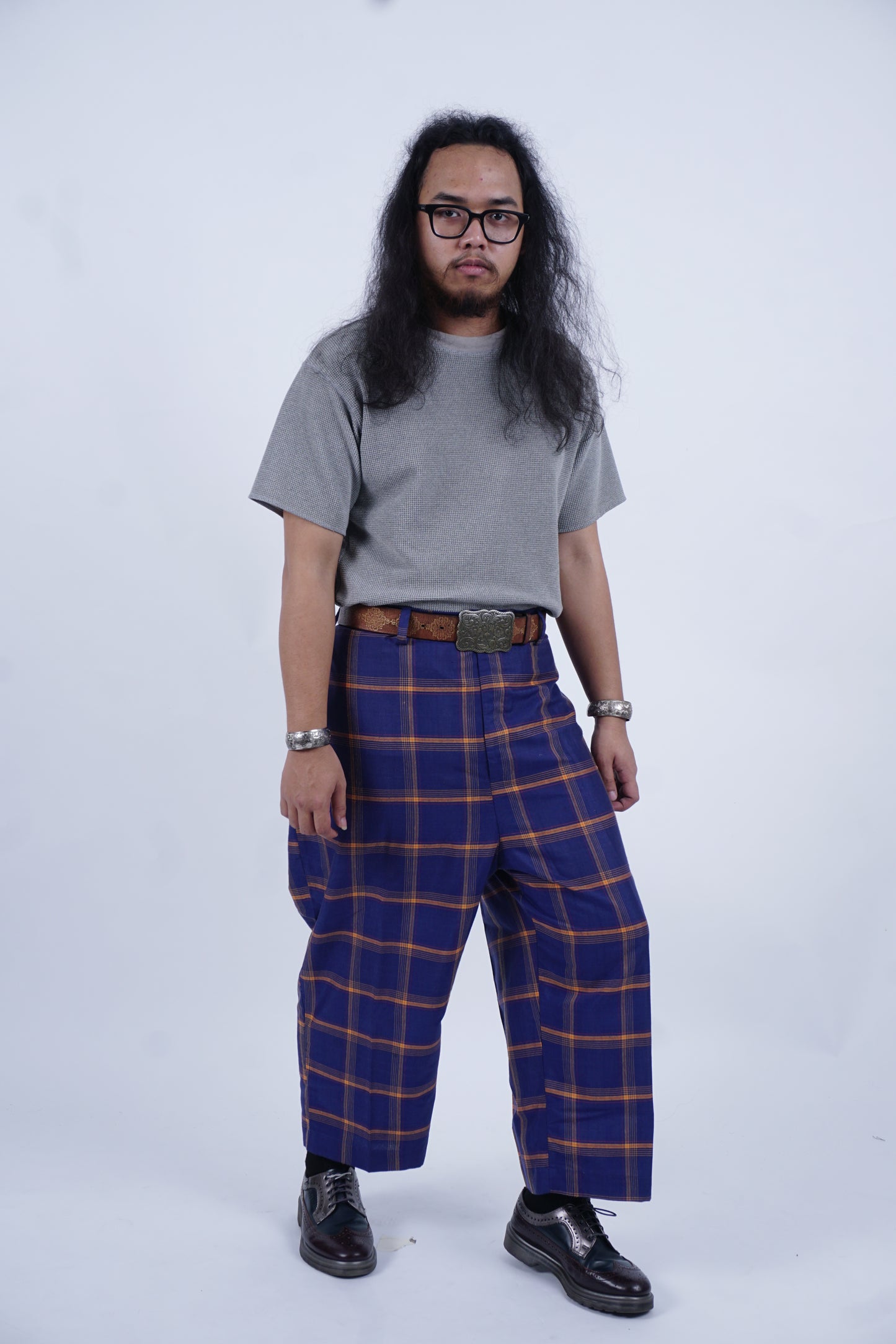 D'SLUAR Garis Sederhana Biru/Oren