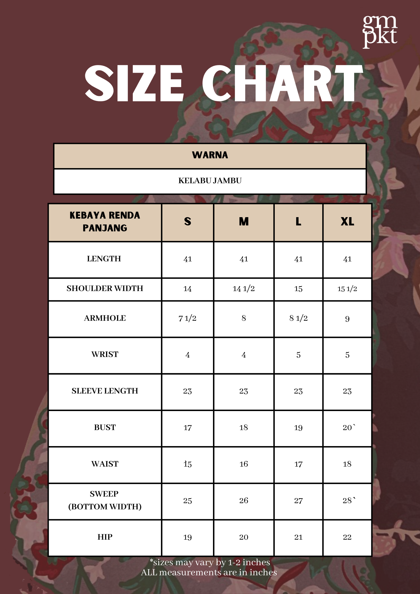 Kebaya Renda Panjang Warna