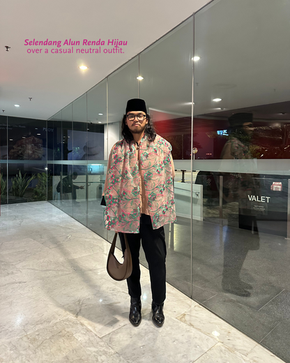 Selendang Alun Renda Hijau