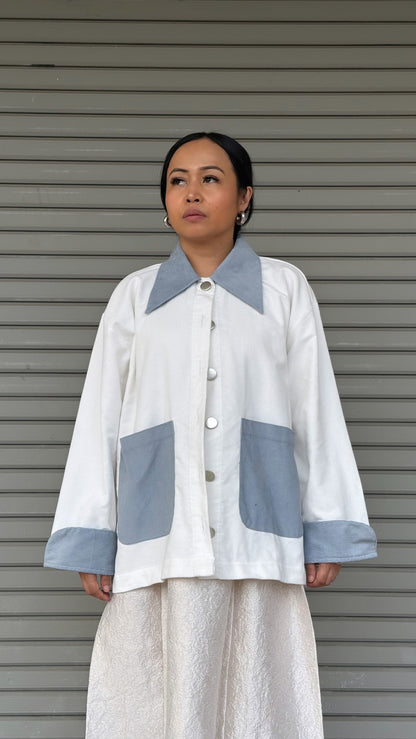Jaket Grit Kolar Putih Biru