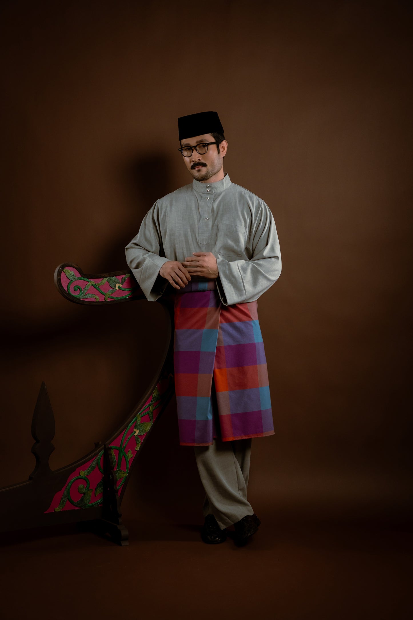Samping / Selempang Rindu Dendam Kotak Merah Oren