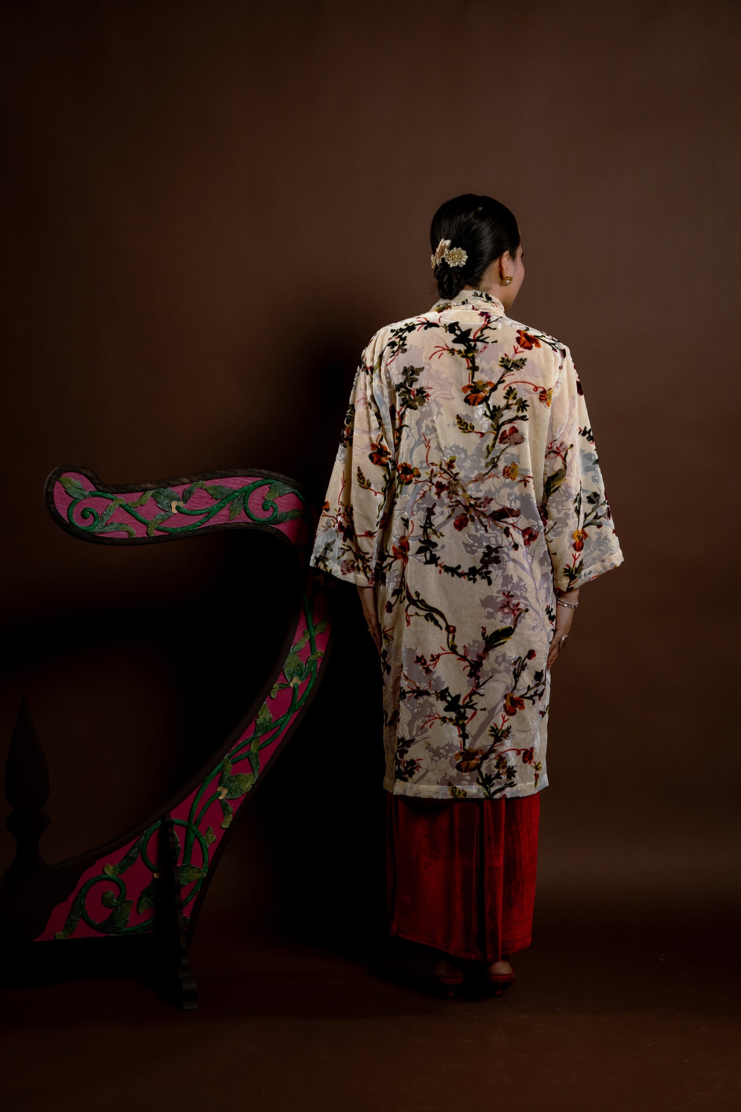 Kebaya Rindu Menawan Jiwa Set Krim Merah