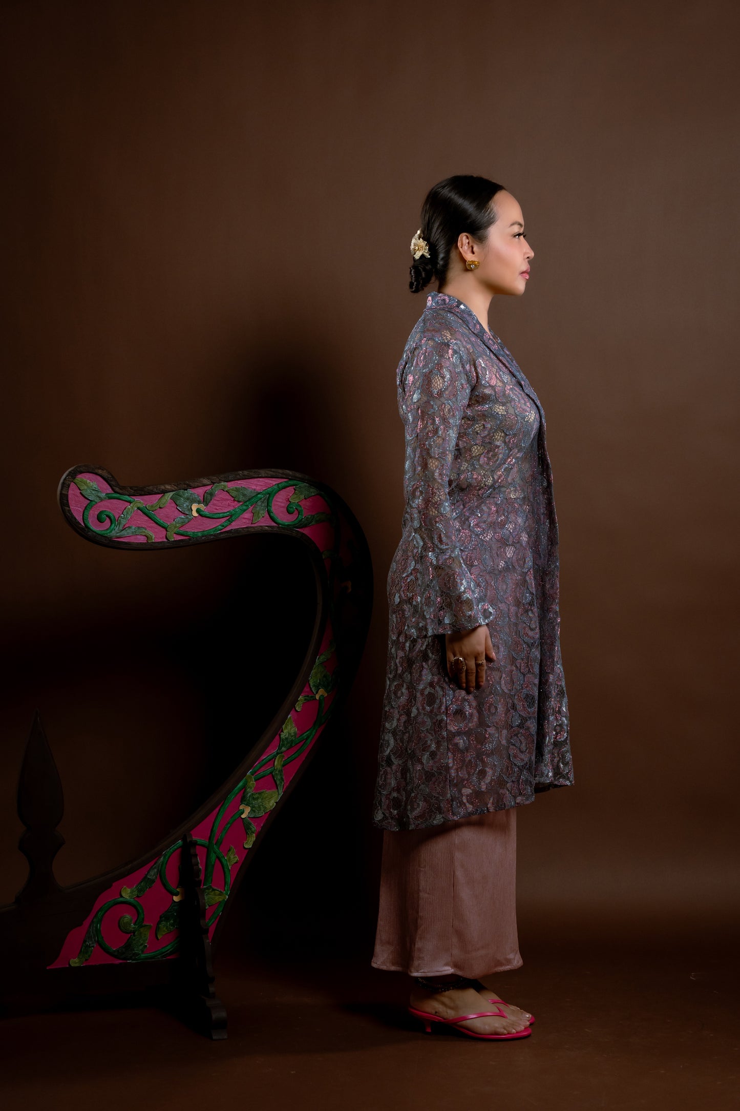 Kebaya Rindu Set Membara Bunga Perak