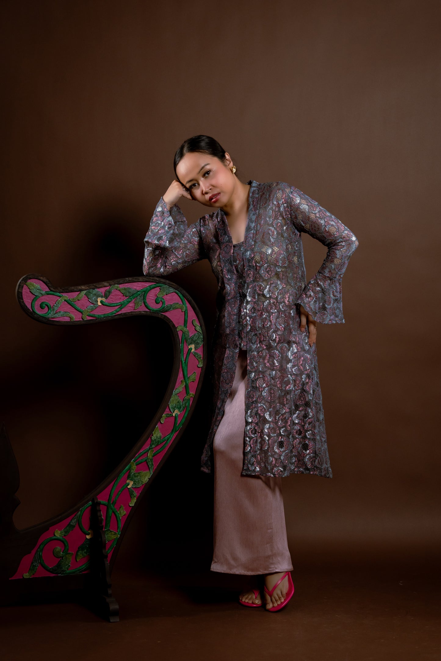 Kebaya Rindu Set Membara Bunga Perak
