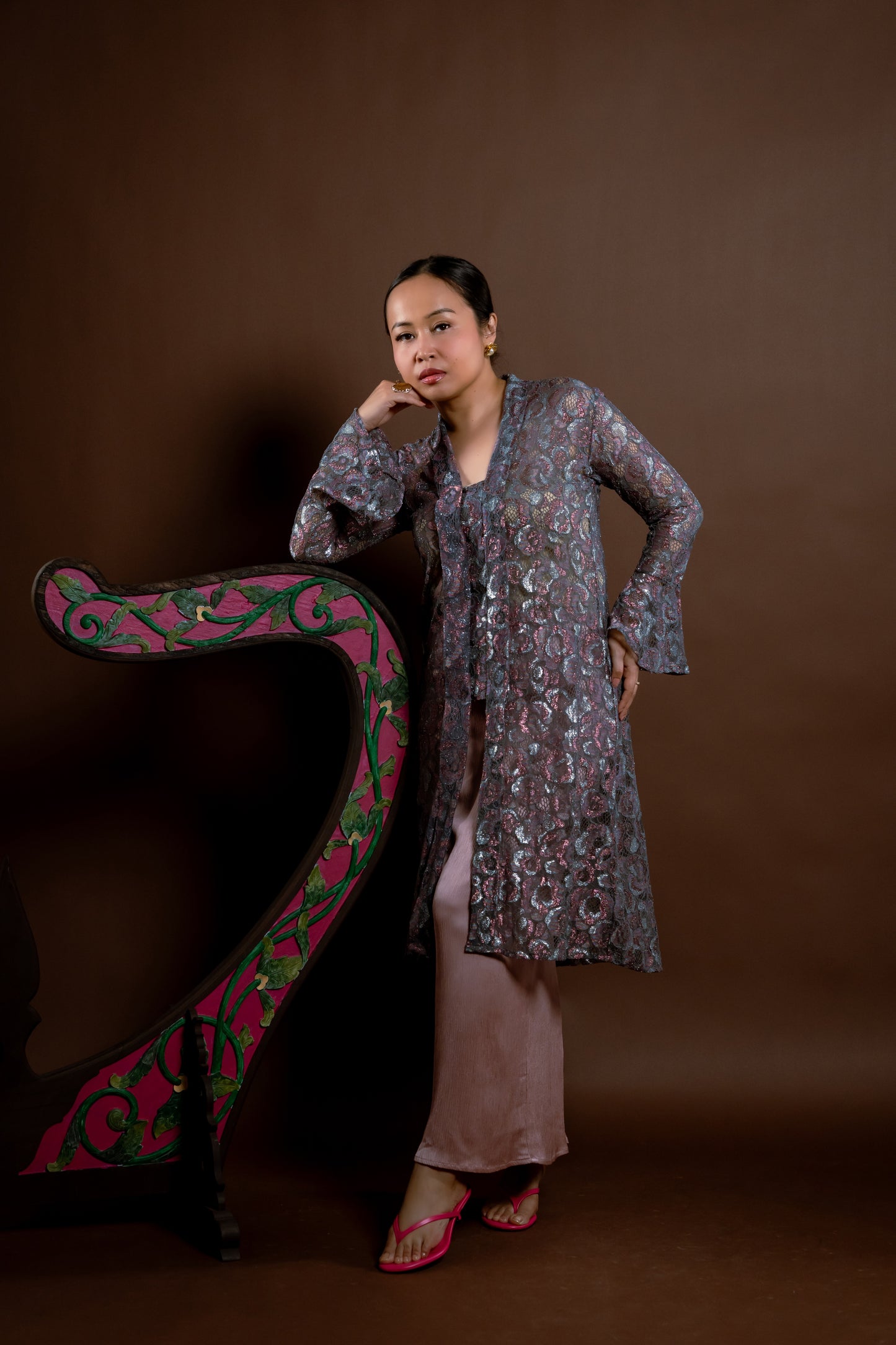 Kebaya Rindu Set Membara Bunga Perak