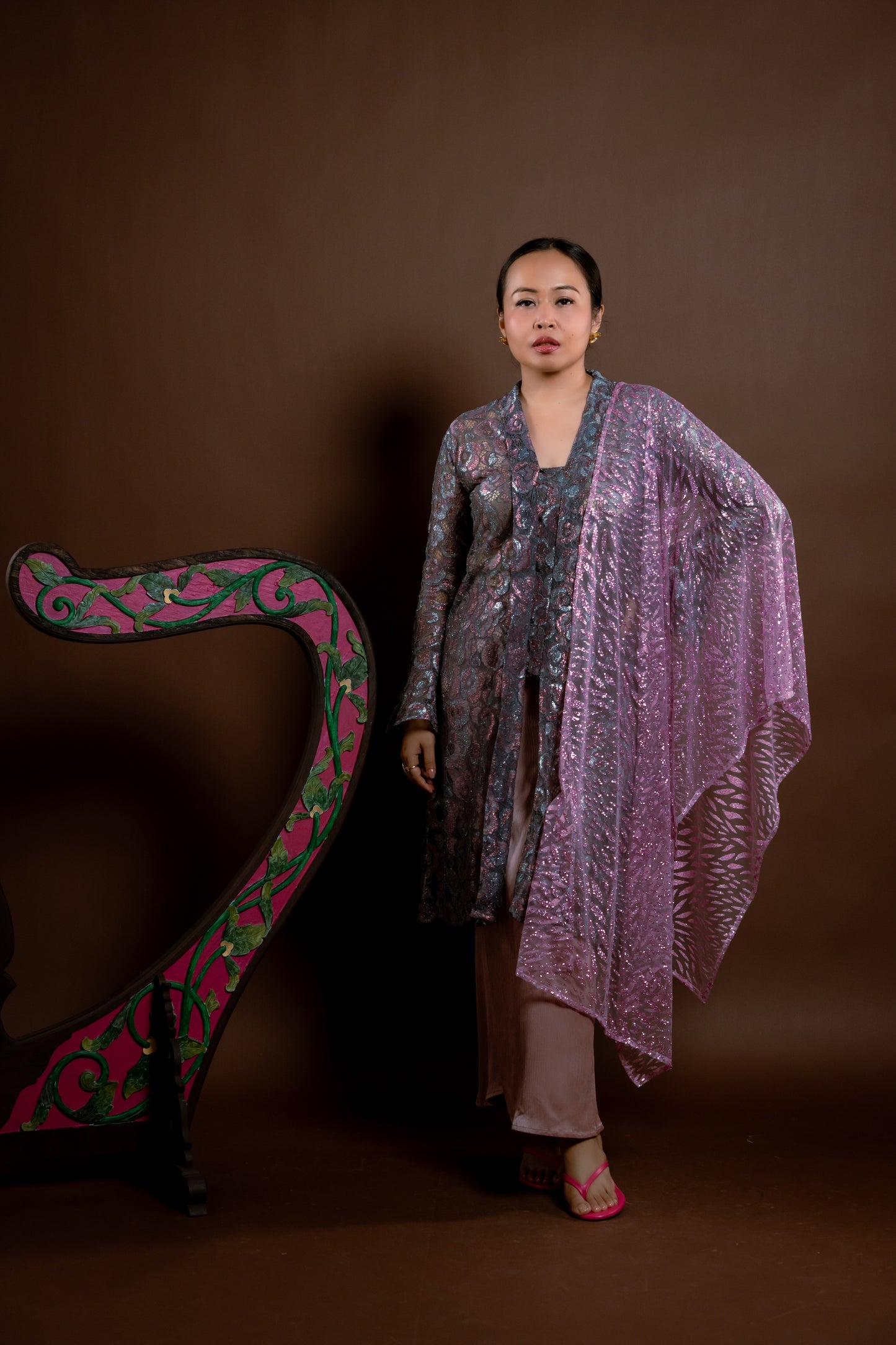 Kebaya Rindu Set Membara Bunga Perak