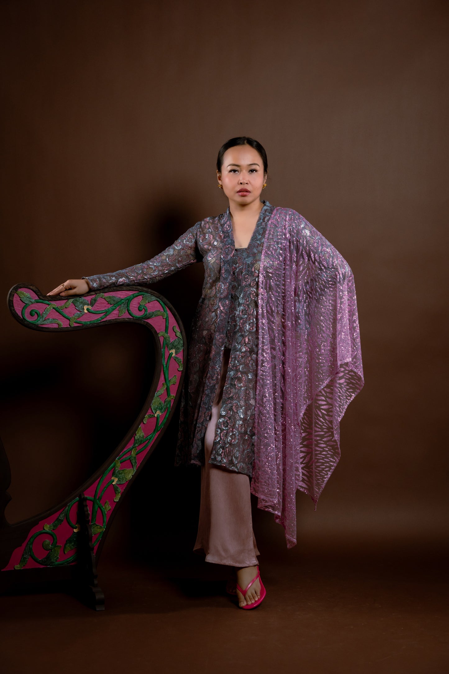 Kebaya Rindu Set Membara Bunga Perak