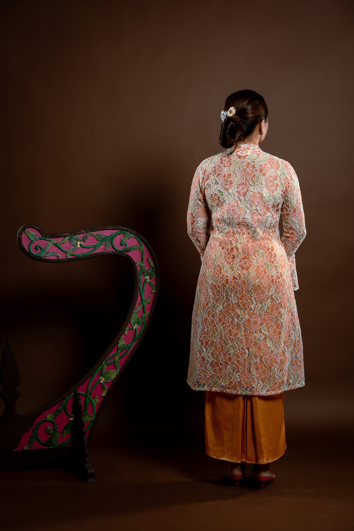 Kebaya Rindu Set Membara Bunga Oren