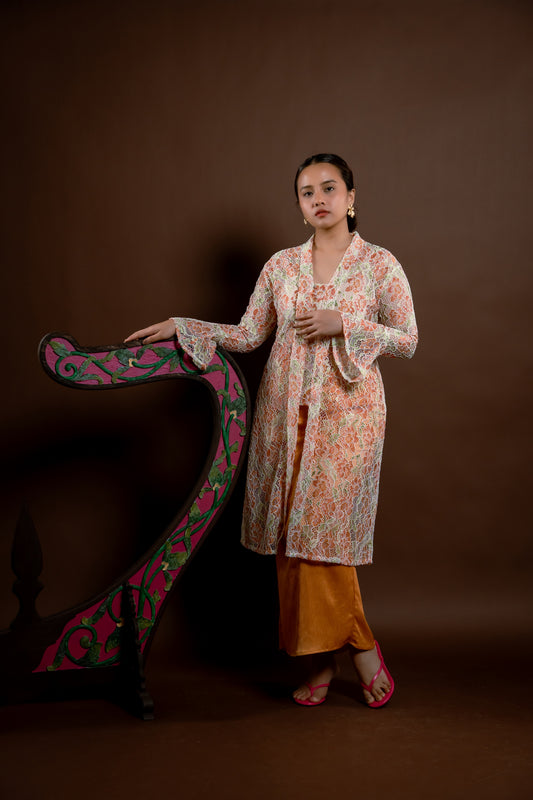 Kebaya Rindu Set Membara Bunga Oren
