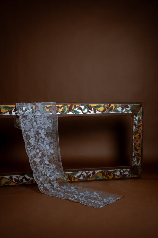 Selendang Rindu Lapis Bunga Kelabu