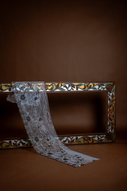 Selendang Rindu Lapis Bunga Hitam Gangsa