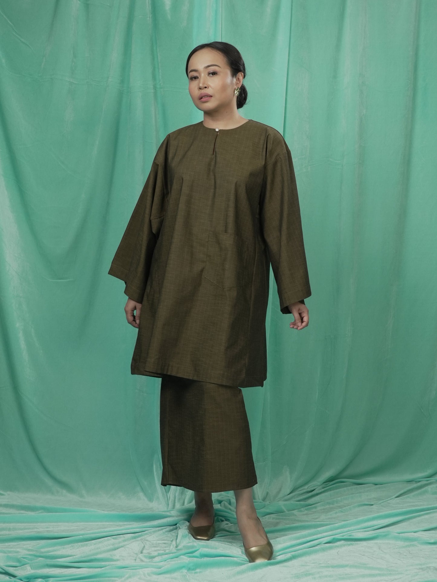 Baju Kurung Datar Hijau Set