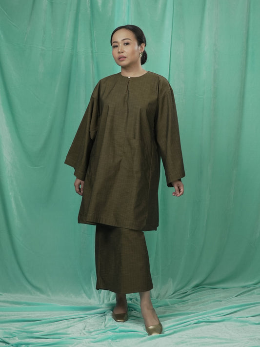 Baju Kurung Datar Hijau Set