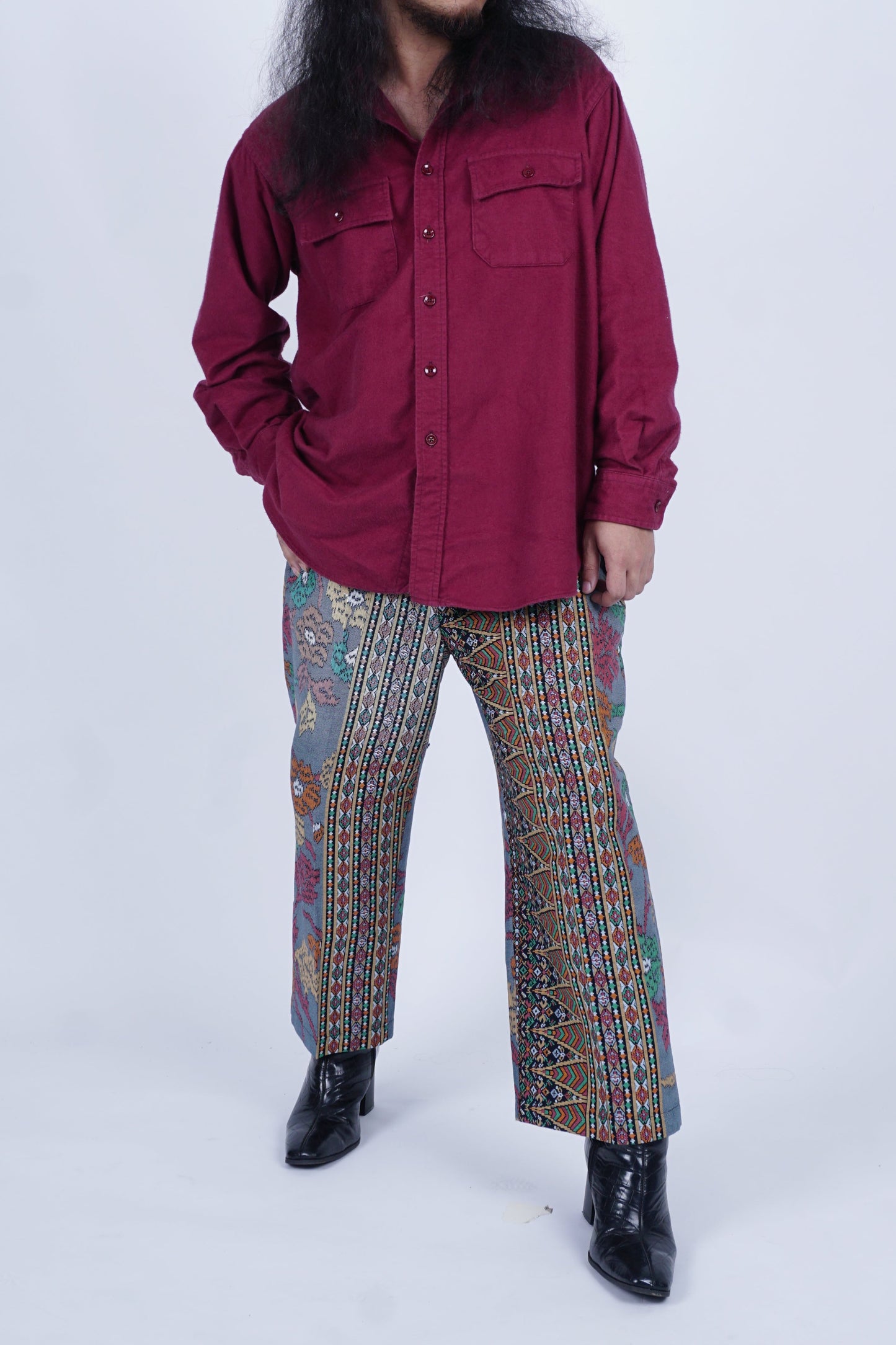 D'SLUAR Batik Corak Tenun Kelabu/Merah