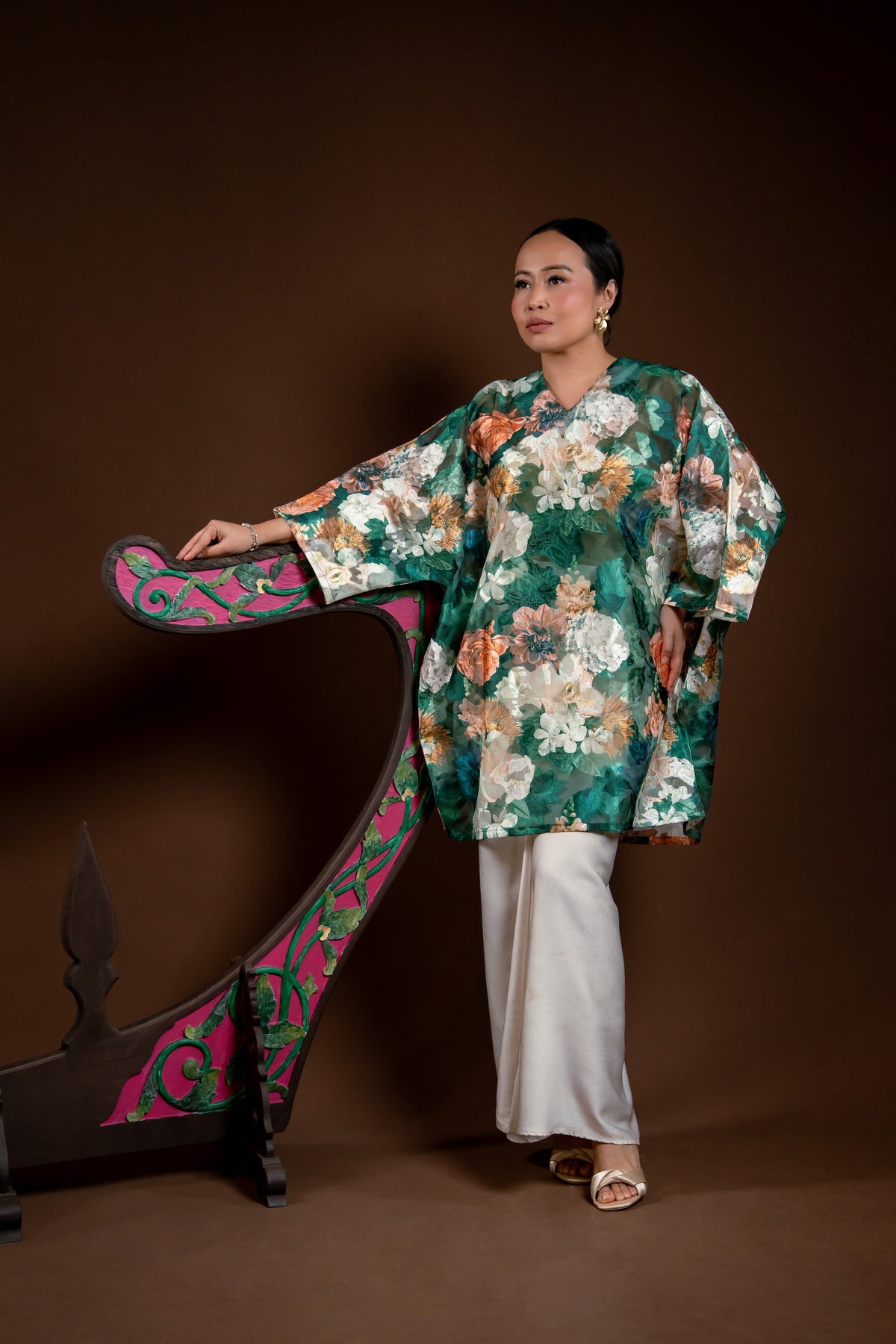 Baju Kurung Rindu Sayang Bunga Hijau