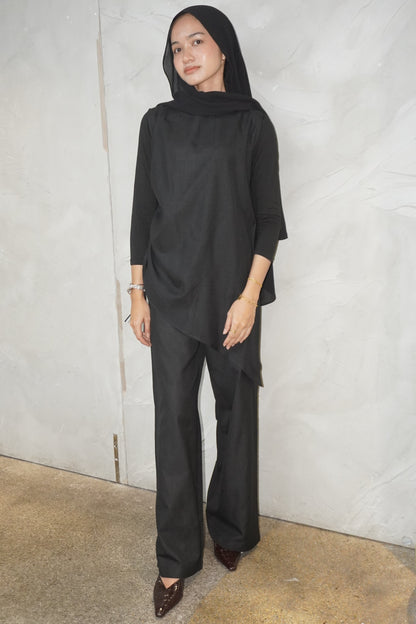 Santun Linen Hitam Set