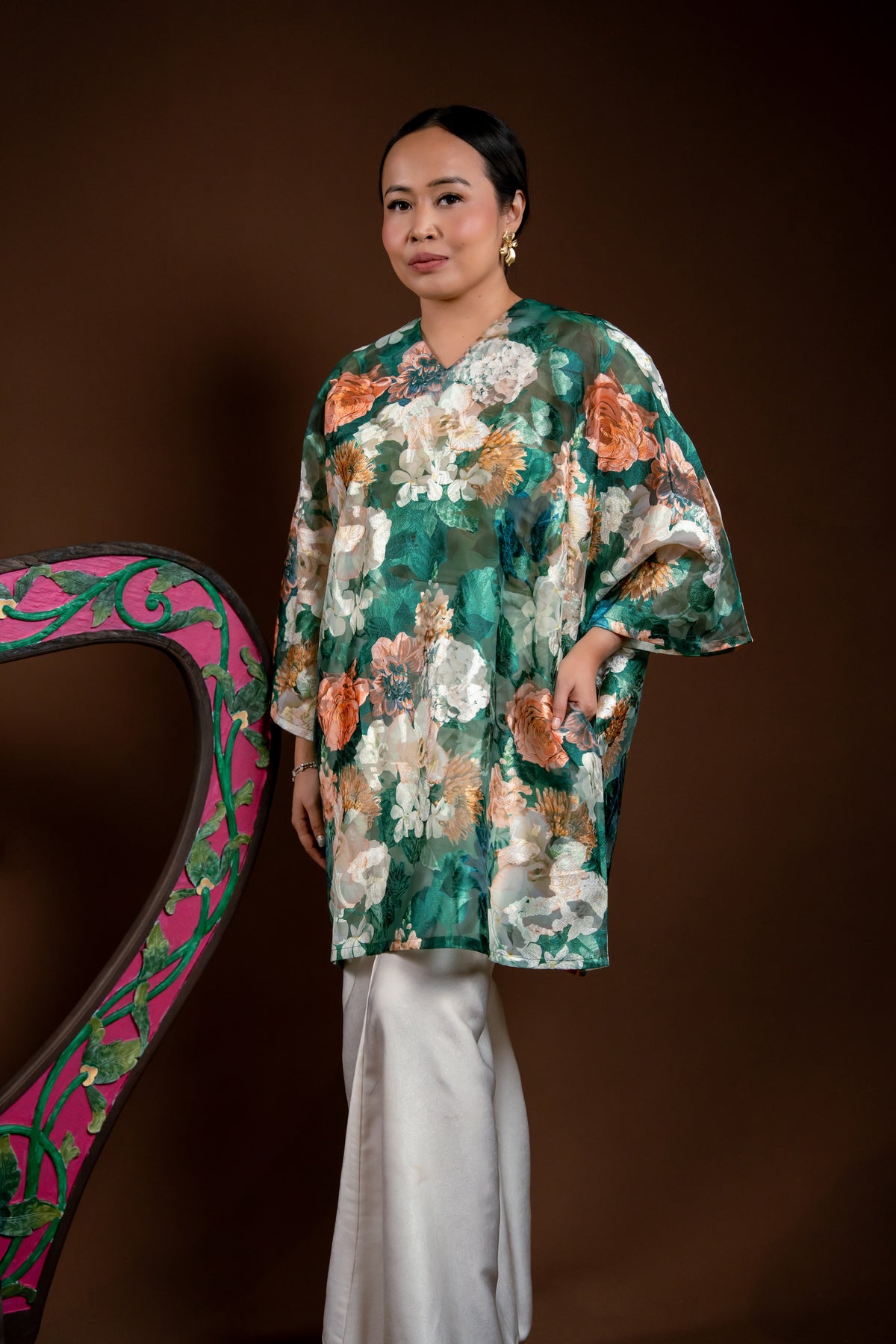 Baju Kurung Rindu Sayang Bunga Hijau