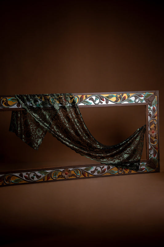 Selendang Rindu Lace Hitam Hijau