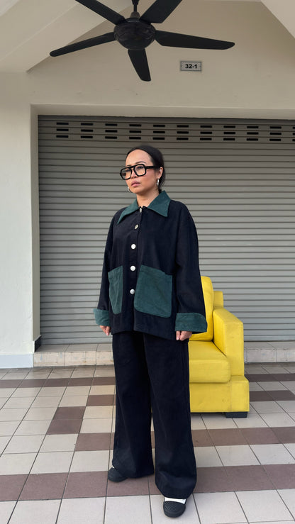 Jaket Grit Kolar Hitam Hijau