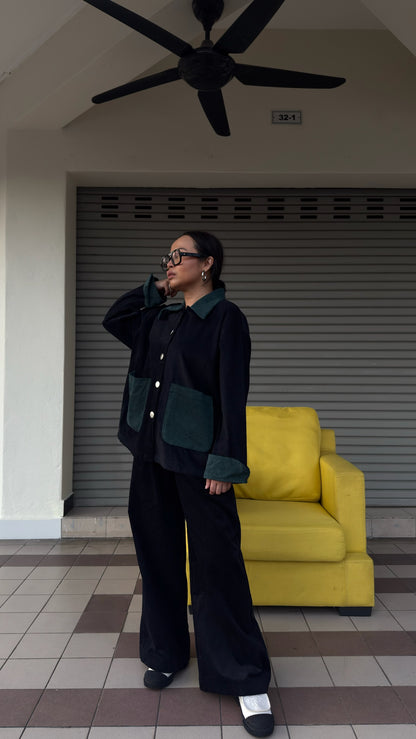 Jaket Grit Kolar Hitam Hijau