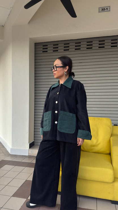 Jaket Grit Kolar Hitam Hijau