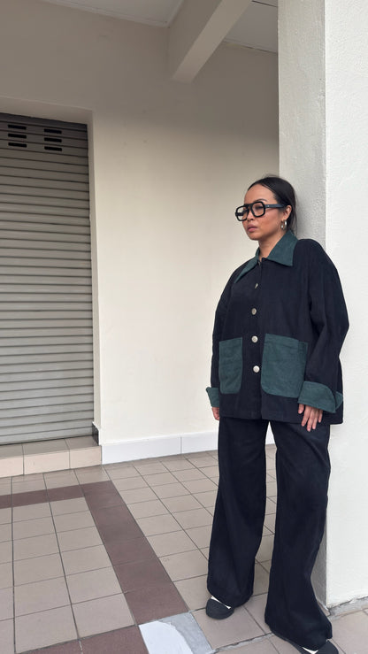 Jaket Grit Kolar Hitam Hijau