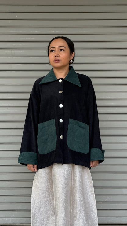 Jaket Grit Kolar Hitam Hijau