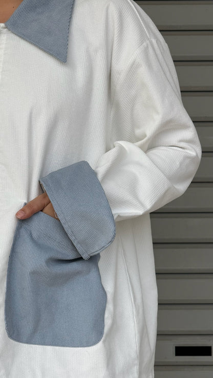 Jaket Grit Kolar Putih Biru
