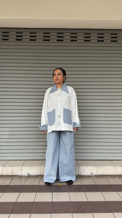 Jaket Grit Kolar Putih Biru