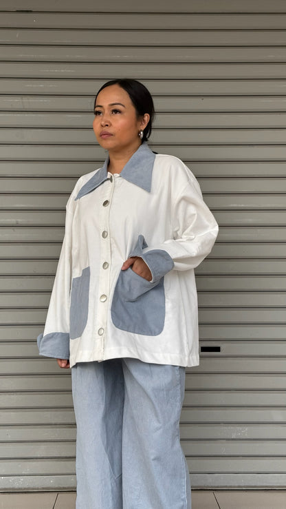Jaket Grit Kolar Putih Biru