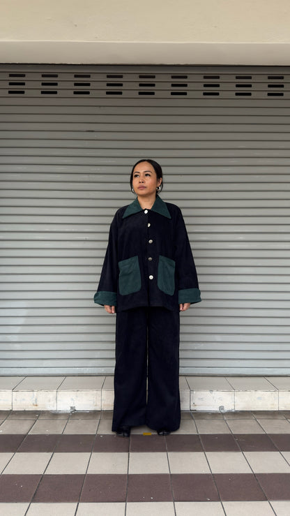 Jaket Grit Kolar Hitam Hijau