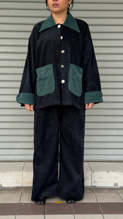 Jaket Grit Kolar Hitam Hijau