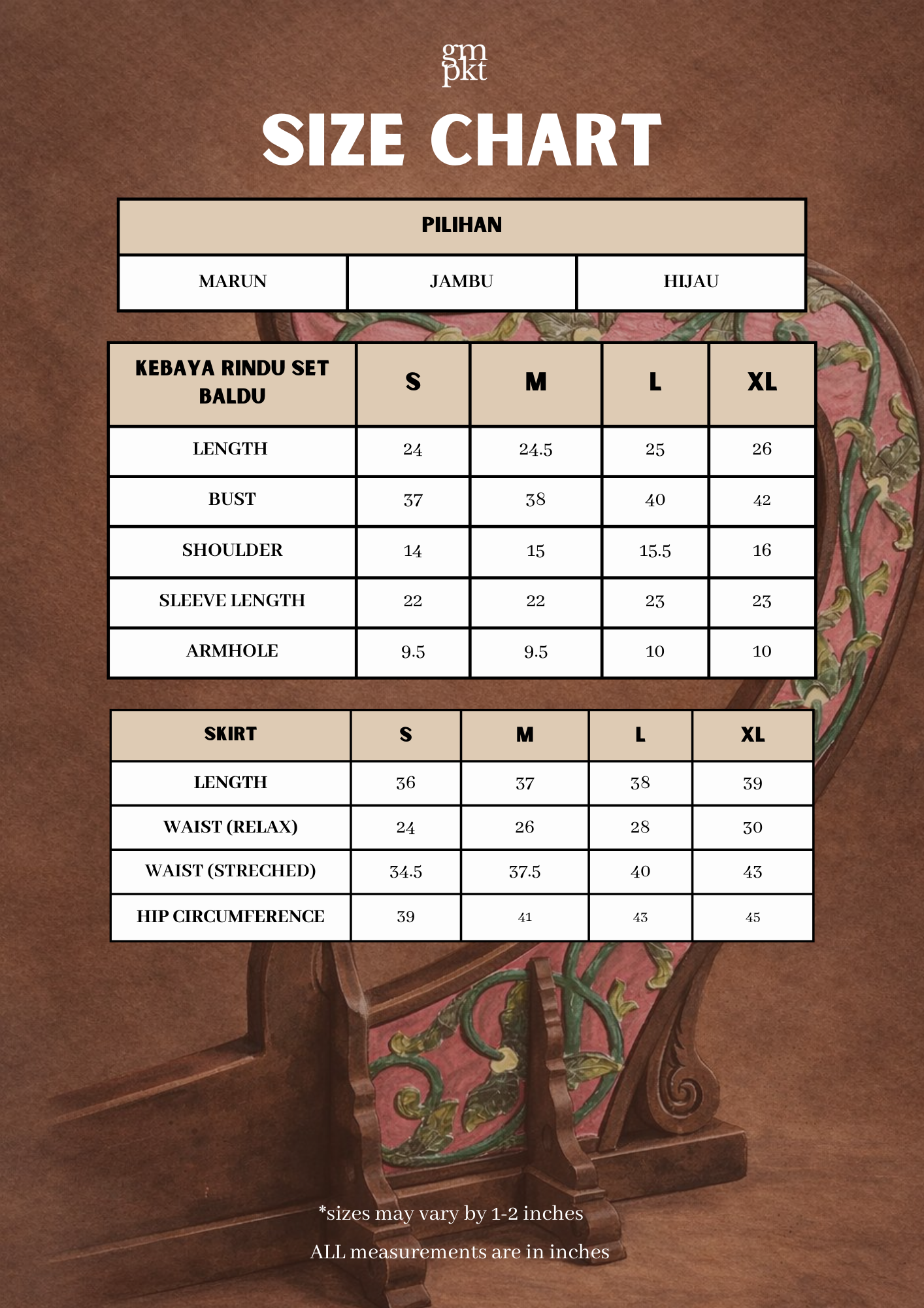 Kebaya Rindu Set Baldu Marun