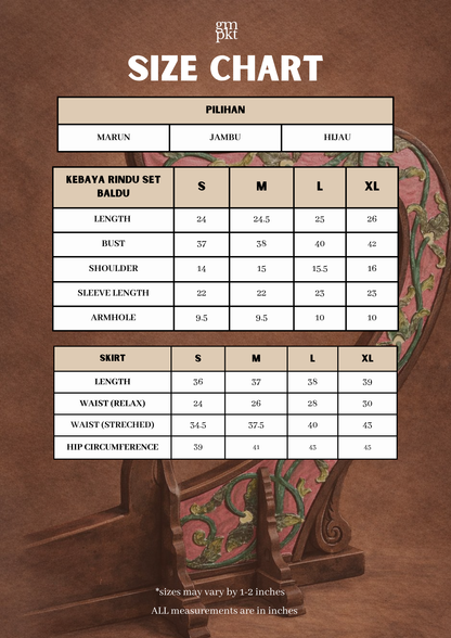 Kebaya Rindu Set Baldu Marun