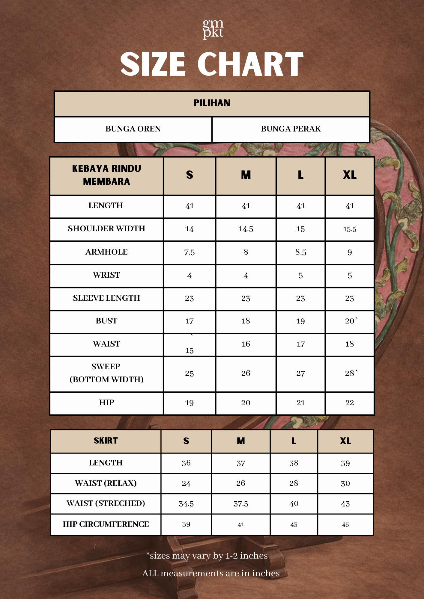 Kebaya Rindu Set Membara Bunga Oren