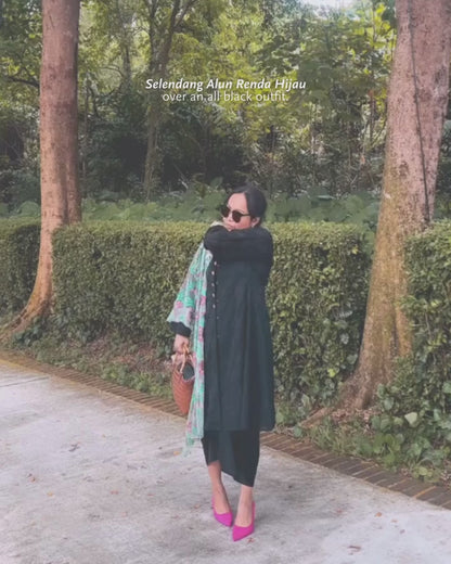 Selendang Alun Renda Hijau